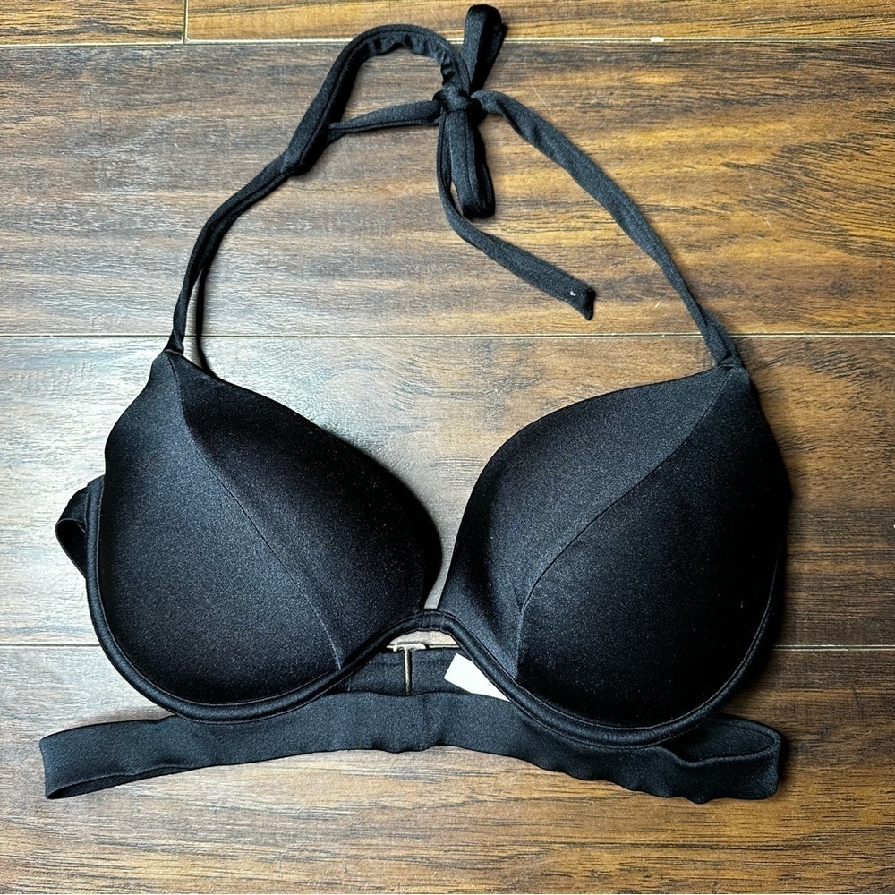 Victorias Secret Black The Hottie Halter Push Up Bikini Top